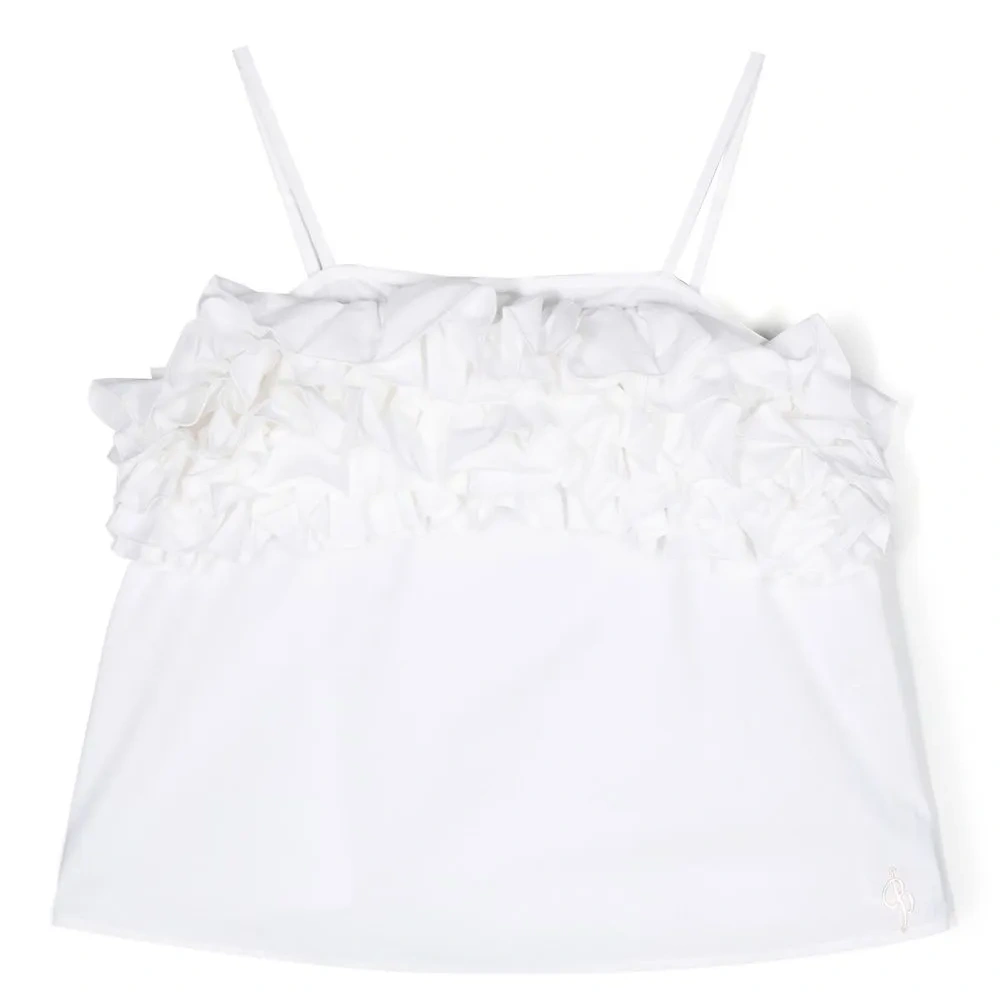 Футболка на тонких бретелях с оборками