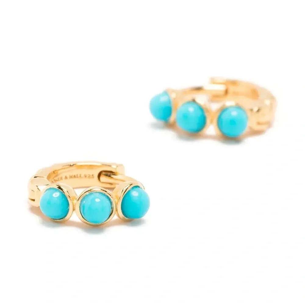 Серьги-хагги с бирюзой