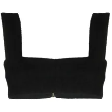 Укороченный твидовый топ с квадратным вырезом Укороченный твидовый топ с квадратным вырезом