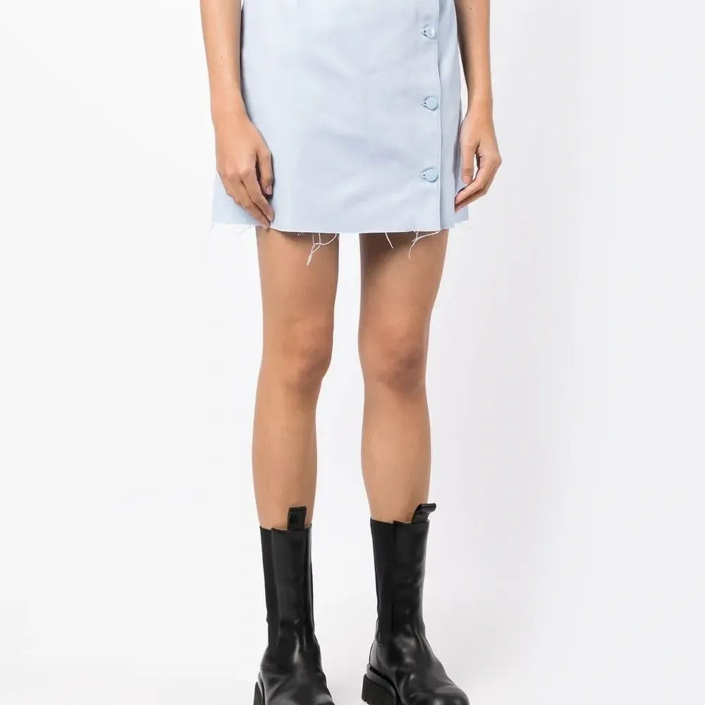 Джинсовая юбка мини с бахромой