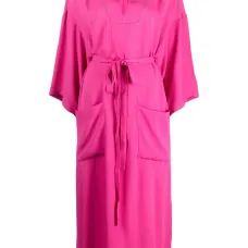 Платье миди с длинными рукавами и поясом