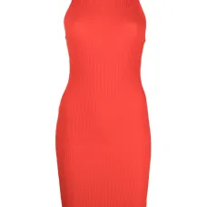 Платье в рубчик с вырезами