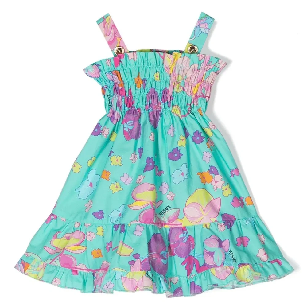 Платье без рукавов с цветочным принтом