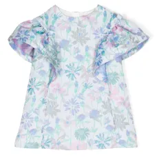 Платье мини с оборками и цветочным принтом