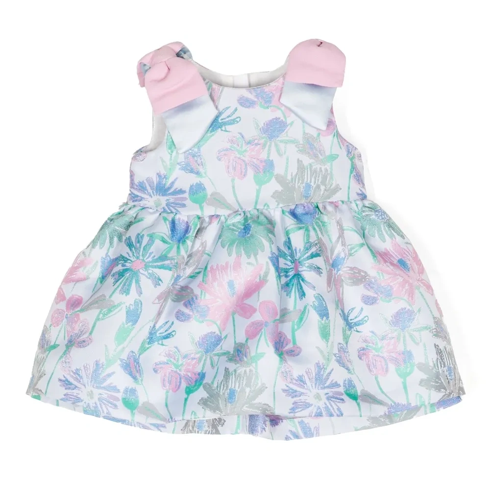 Платье с бантом и цветочным принтом