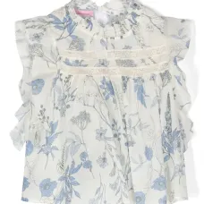 Блузка с оборками и цветочным принтом