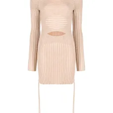 Платье мини в рубчик