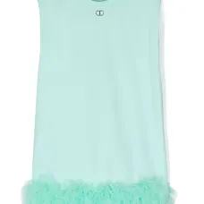 Платье без рукавов со вставкой из тюля