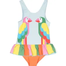 Купальник с оборками и графичным принтом