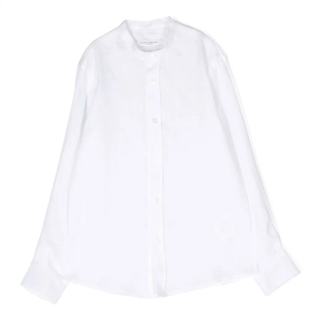 Рубашка без воротника с длинными рукавами