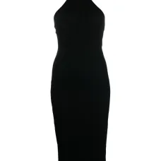 Платье в рубчик с вырезом халтер