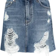Джинсовая юбка с эффектом потертости Джинсовая юбка с эффектом потертости