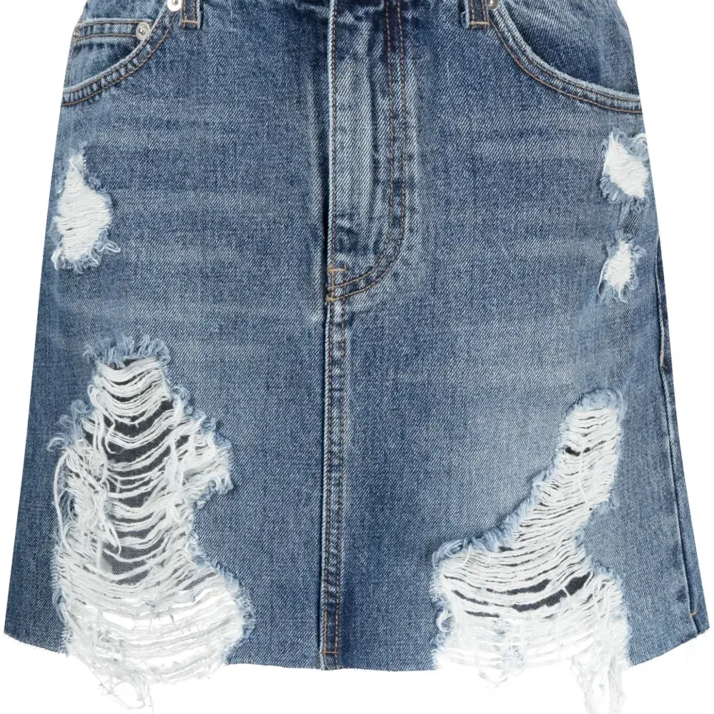 Джинсовая юбка с эффектом потертости