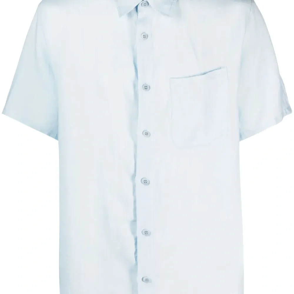 Льняная рубашка с короткими рукавами