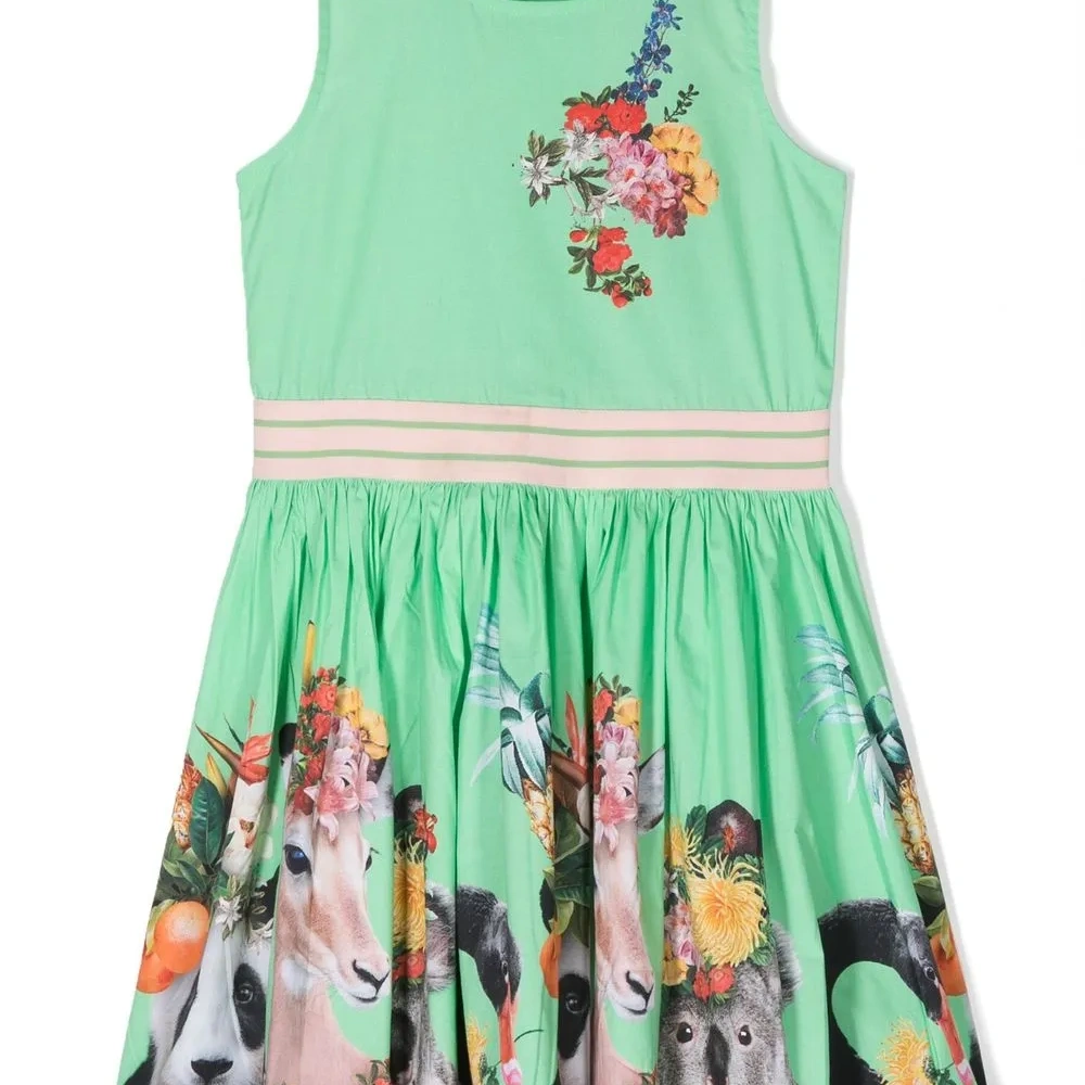 Платье без рукавов с цветочным принтом