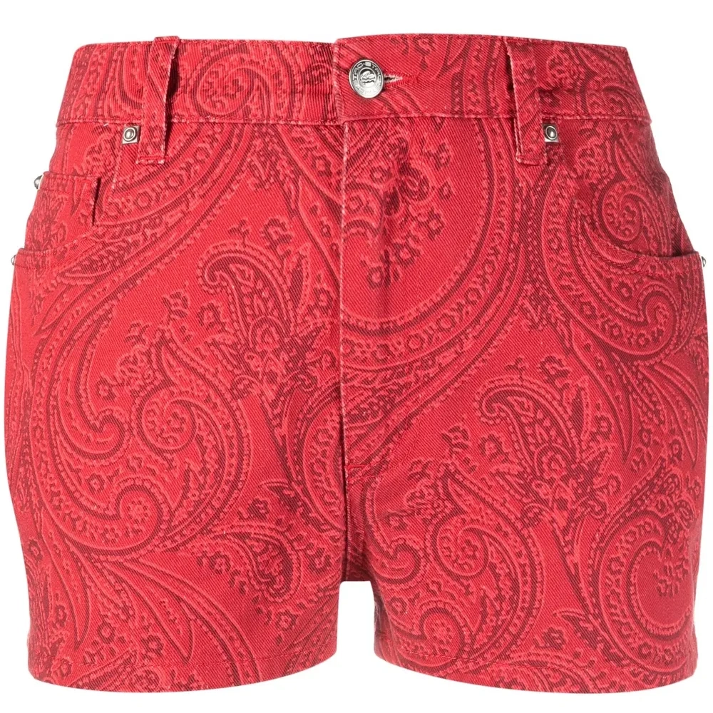 Джинсовые шорты с принтом пейсли Джинсовые шорты с принтом пейсли