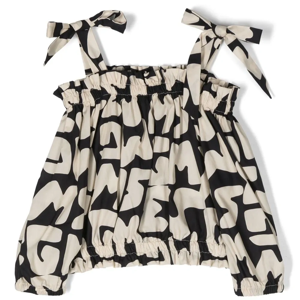 Укороченный топ с оборками и логотипом