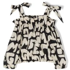 Укороченный топ с оборками и логотипом