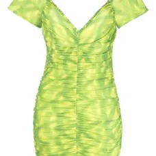 Платье мини с V-образным вырезом и сборками Платье мини с V-образным вырезом и сборками