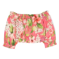 Топ с открытыми плечами и цветочным принтом