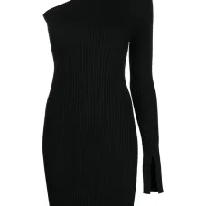 Платье мини в рубчик