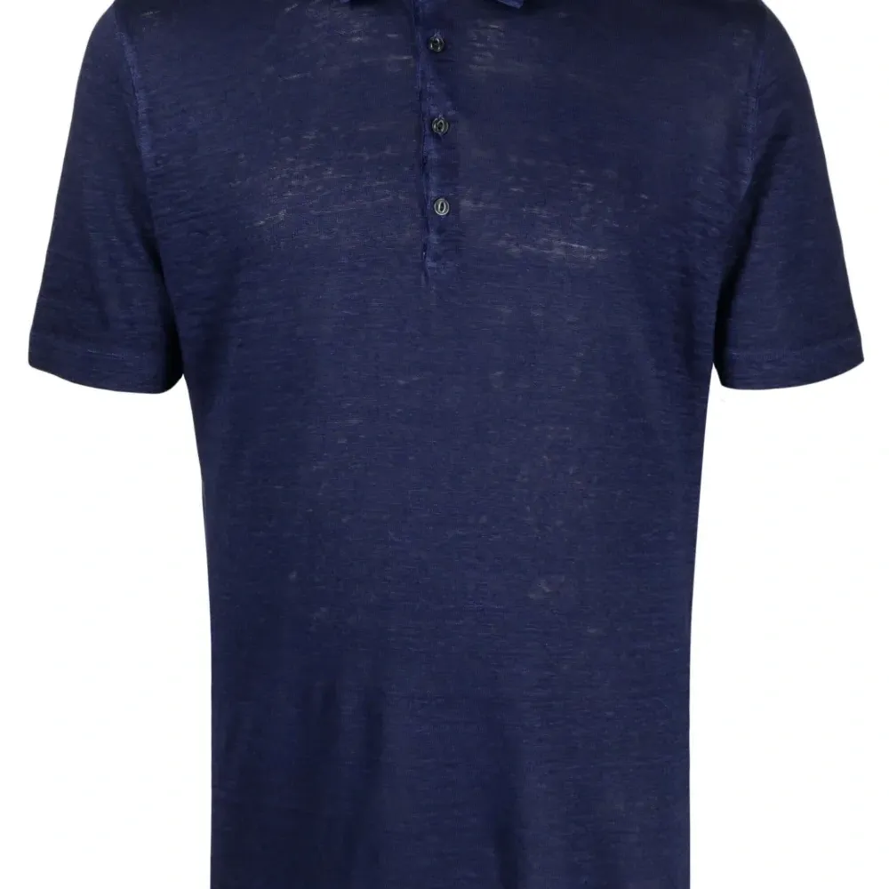 Льняная рубашка поло с короткими рукавами