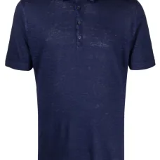 Льняная рубашка поло с короткими рукавами