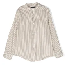 Полосатая рубашка без воротника Полосатая рубашка без воротника