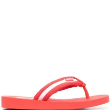 Полосатые шлепанцы с нашивкой-логотипом