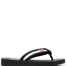 Полосатые шлепанцы с нашивкой-логотипом