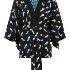 Накидка с поясом и графичным принтом