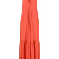 Длинное платье с вырезом халтер и складками