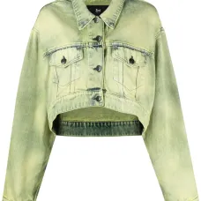 Укороченная джинсовая куртка с принтом тай-дай