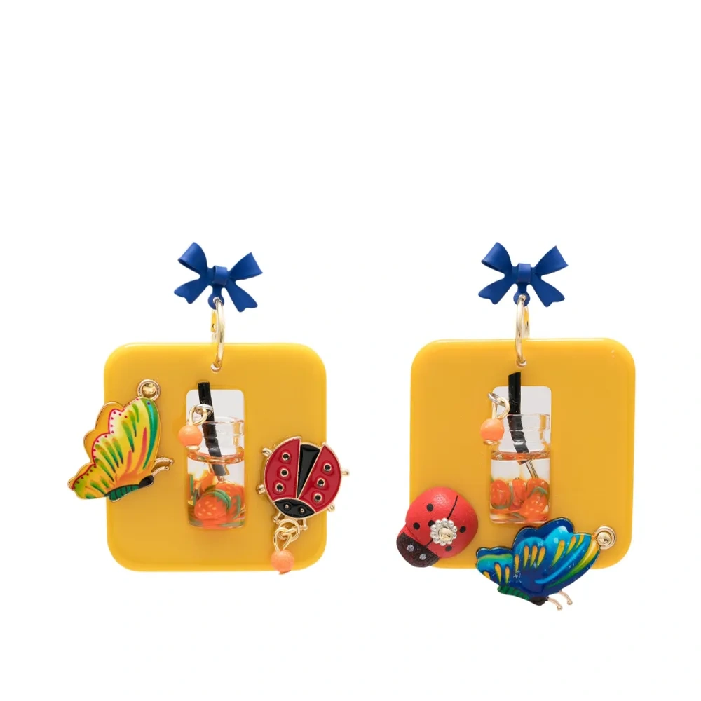 Серьги-подвески с аппликацией