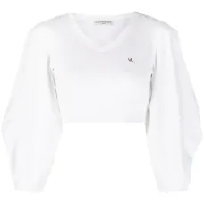 Укороченный топ с драпировкой на рукавах Укороченный топ с драпировкой на рукавах