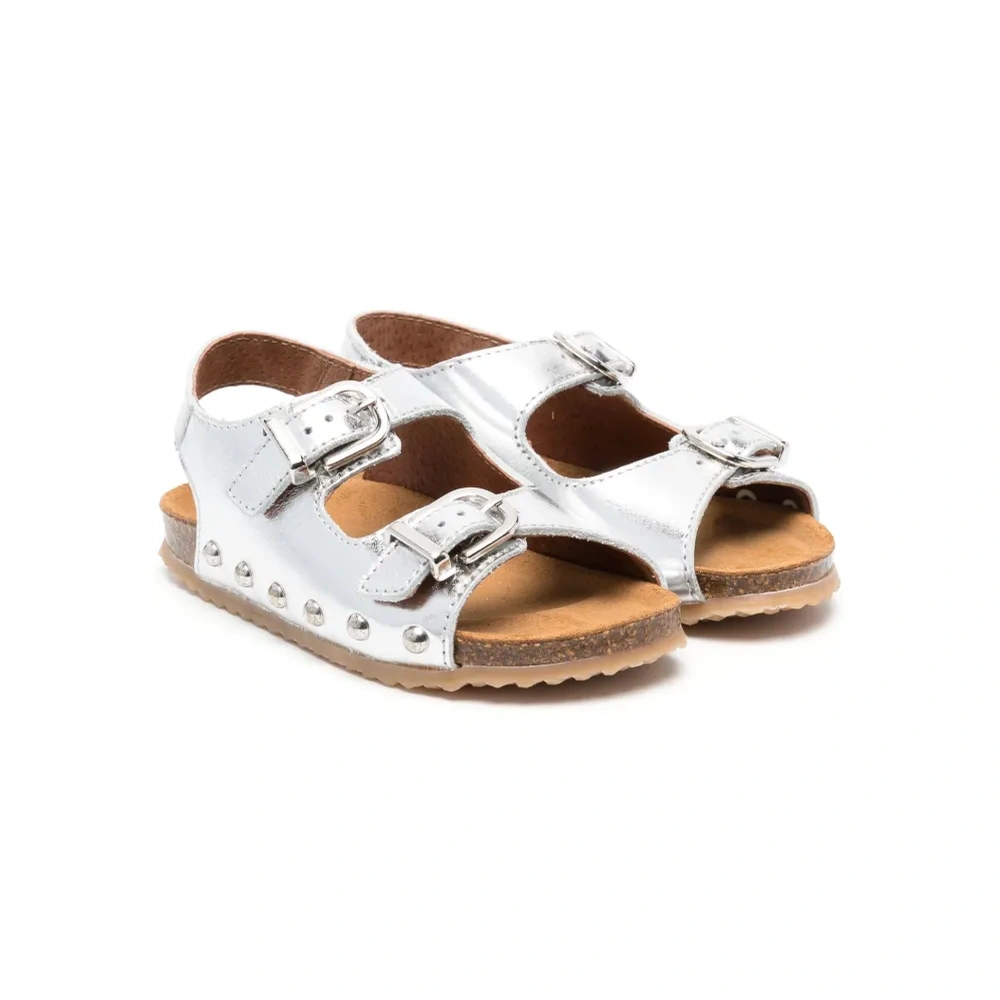 Сандалии с эффектом металлик