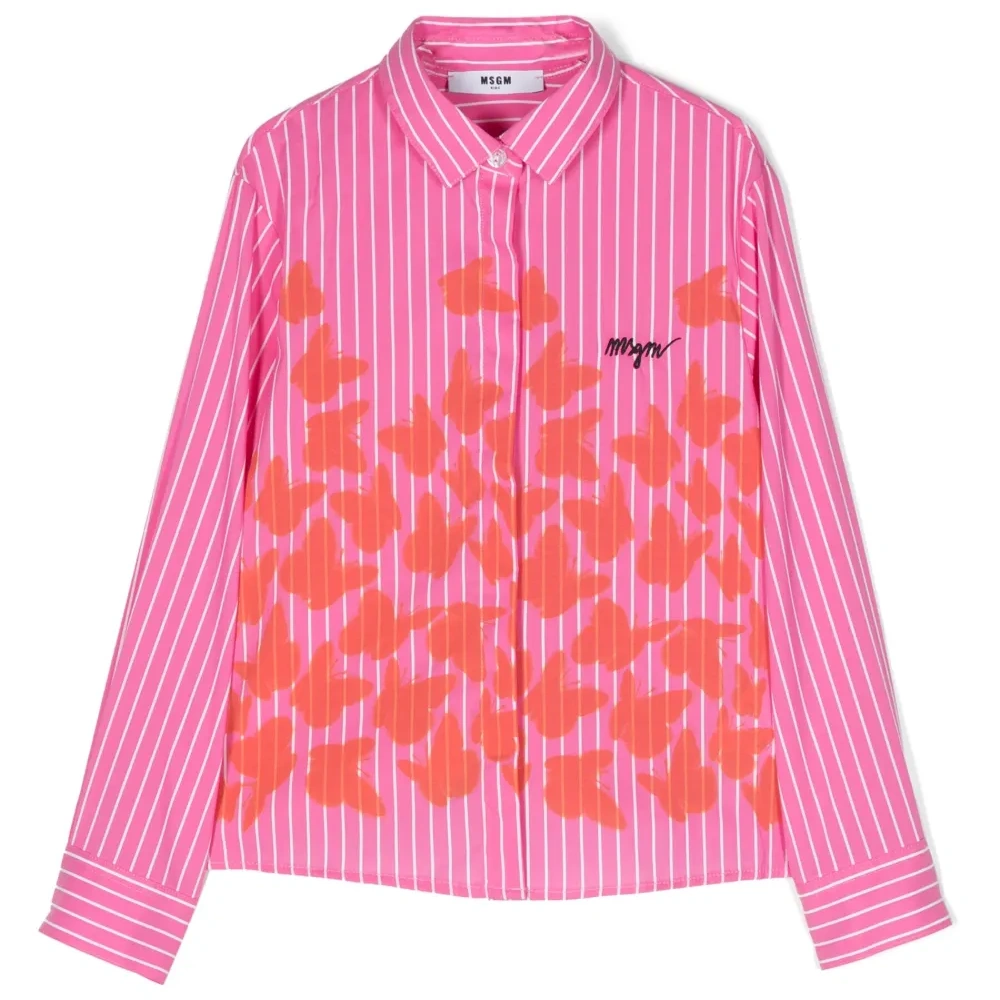 Полосатая рубашка с принтом