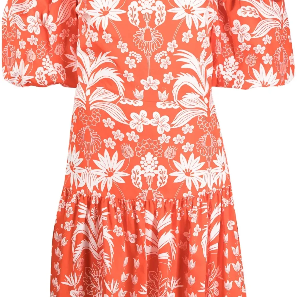 Платье с открытыми плечами и цветочным принтом