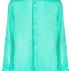 Льняная рубашка с воротником-стойкой Льняная рубашка с воротником-стойкой