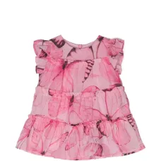 Платье с оборками и принтом бабочек