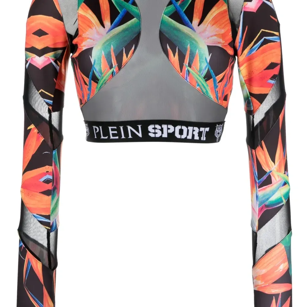 Компрессионный топ с длинными рукавами и принтом