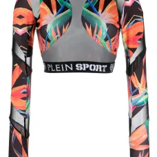 Компрессионный топ с длинными рукавами и принтом