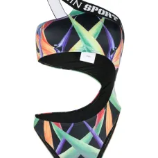 Купальник на одно плечо с графичным принтом Купальник на одно плечо с графичным принтом