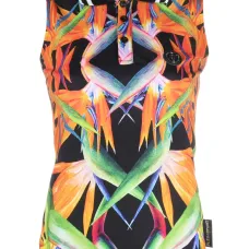 Рубашка поло без рукавов с цветочным принтом