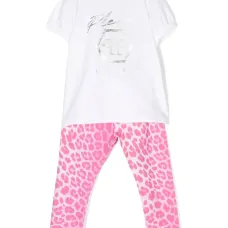 Комплект из футболки и брюк с эффектом металлик