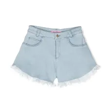 Джинсовые шорты из вареного денима с принтом