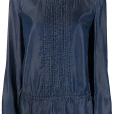 Джинсовый топ с длинными рукавами и оборками Джинсовый топ с длинными рукавами и оборками