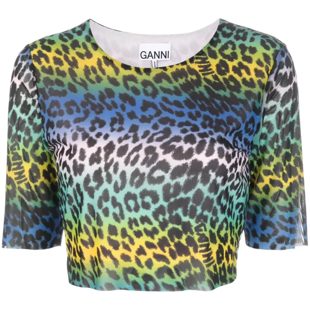 Укороченная футболка с леопардовым принтом