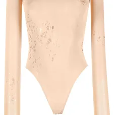 Боди с открытыми плечами и длинными рукавами