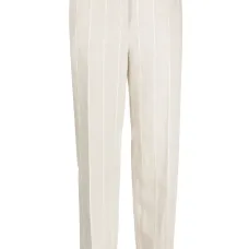 Полосатые льняные брюки прямого кроя